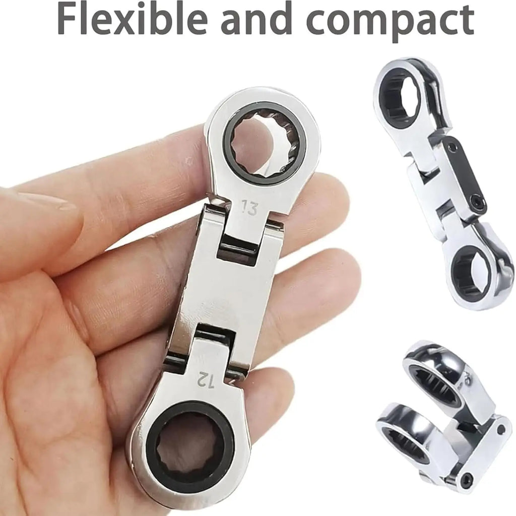 Dual-Drive Ratchet,5 Pack Stubby Wrenches Set,3/4“ Inch Retractable Ratchets Wrenches Set for Narrow Spaces