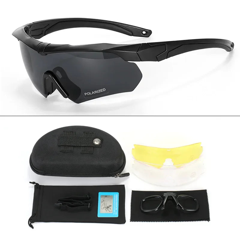 New Style Tactical Goggles CS Airsoft Windproof Shooting Glasses HD 3 Lens Motocross Motorcycle Mountaineering Safe Glasses