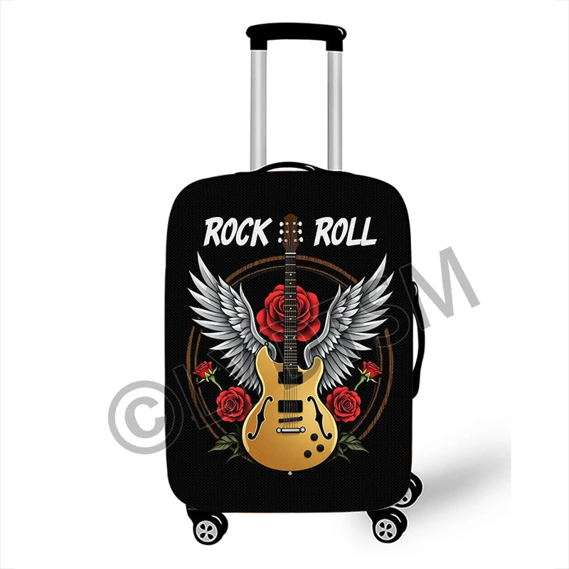 Musical Notes Luggage Cover Rock Guitar Piano Drum Graphic Suitcase Covers Elastic Trolley Case Protective Cover for Travel