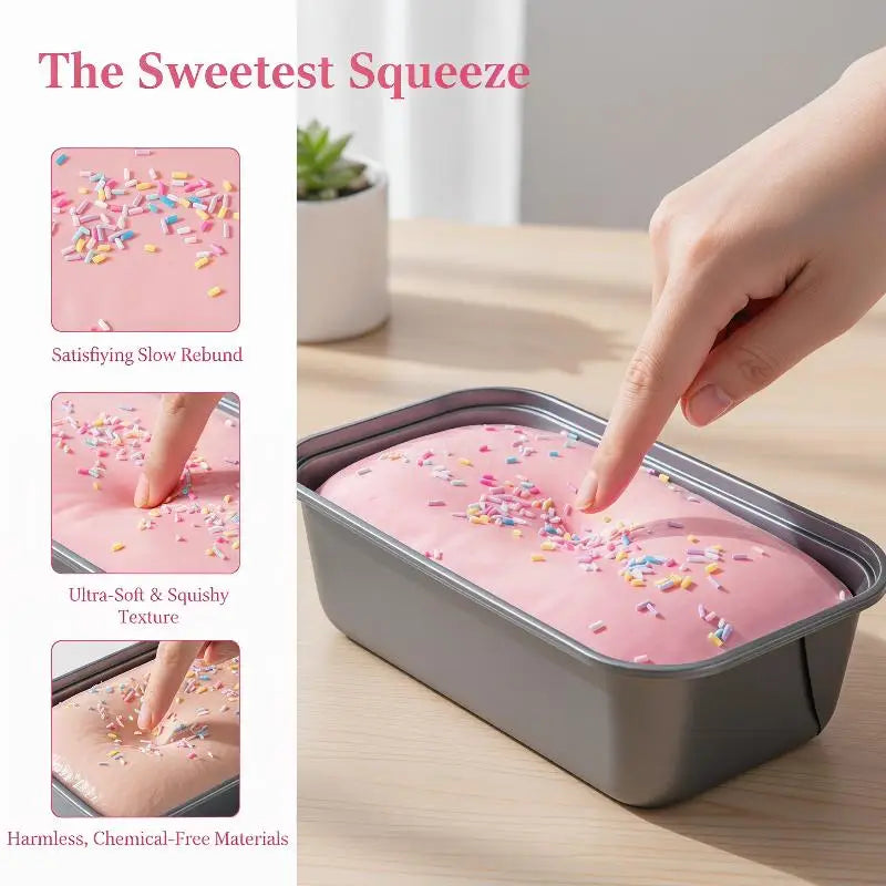 Box Cake Squishy Toy Slow Rising Portable Squeeze Fidget Toy Stress Relief for Outdoor Waiting Time Relax