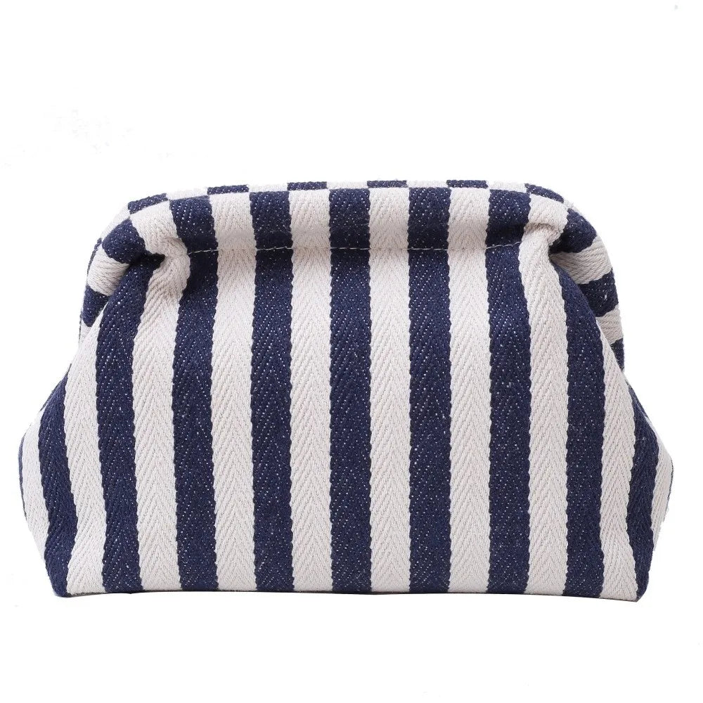 Elegant Woven Crochet Purses Large Capacity Striped Pattern Beach Clutch Handbags Woven Texture Colorblock Design