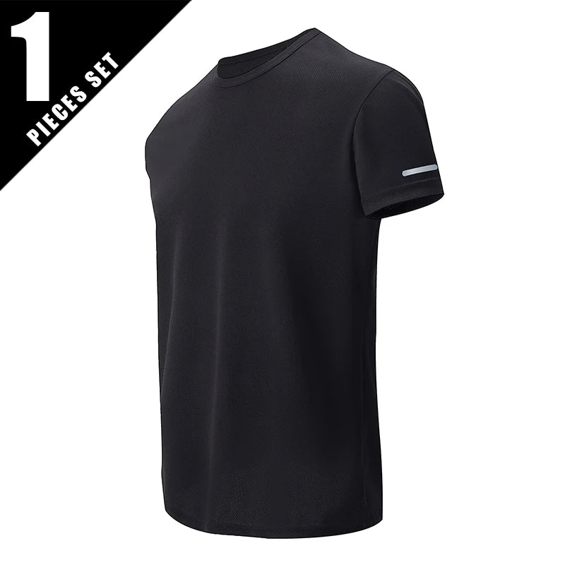 Men's Solid Color Short Sleeved SpringSummer Quick Drying Breathable Sports And Fitness Comfortable Plus Size Top Casual T-Shirt