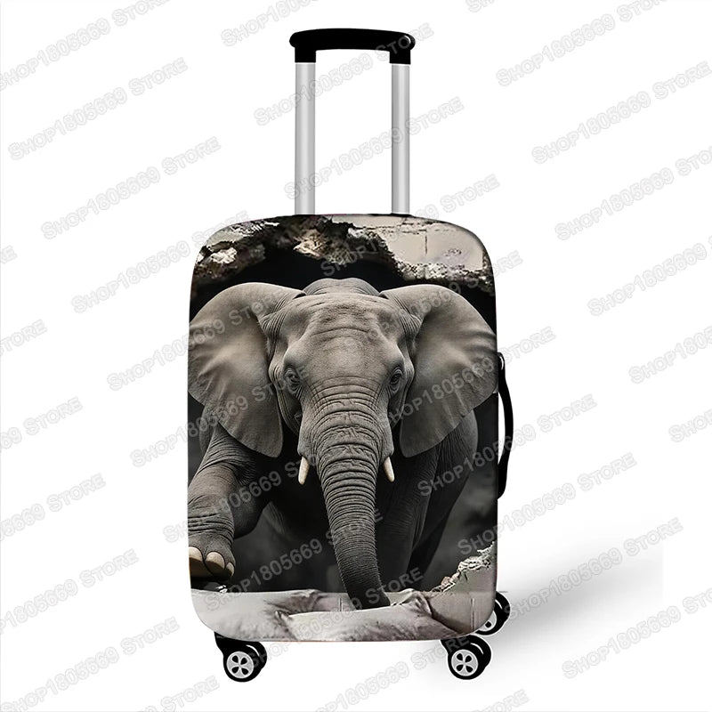 3D Animal Tiger / Lion / Wolf Bursting Through Wall Luggage Cover Elastic Trolley Case Covers Suitcase Protective Cover