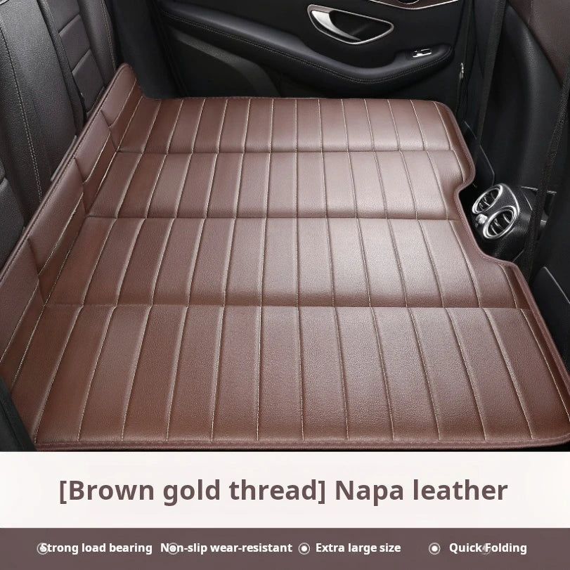 Car Travel Bed for Rear Seat Foldable Sleeping Pad for Car Traveling Wear-Resistant PU Travel Mattress for Suv Sedan