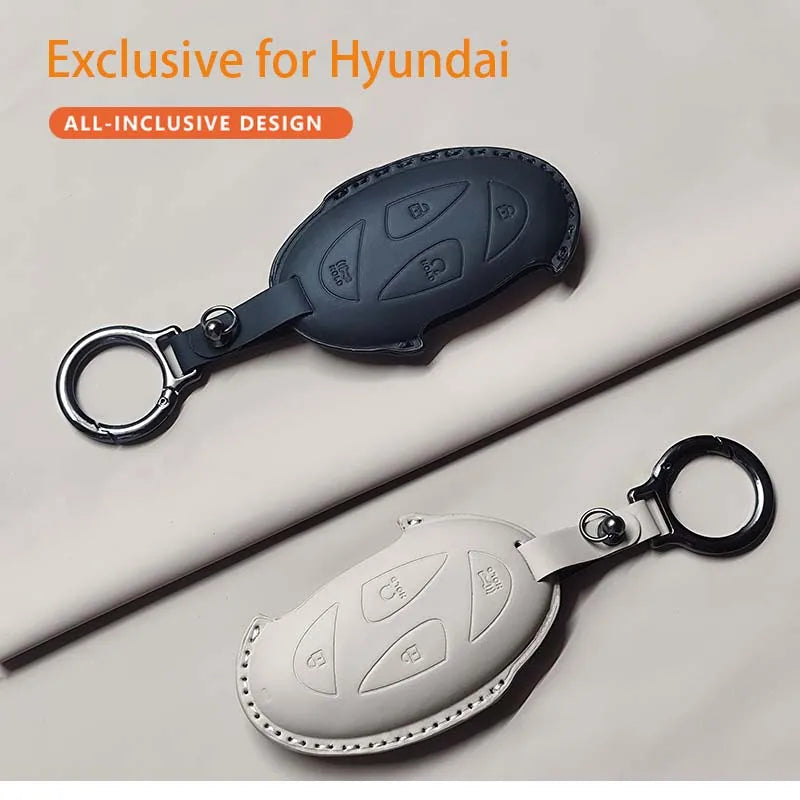 Car Remote Key Case Cover for Hyundai Grandeur GN7 Kona Ev 2023 Ionic 6 5/7 Bottons Leather Keychain Durable Luxury Accessories