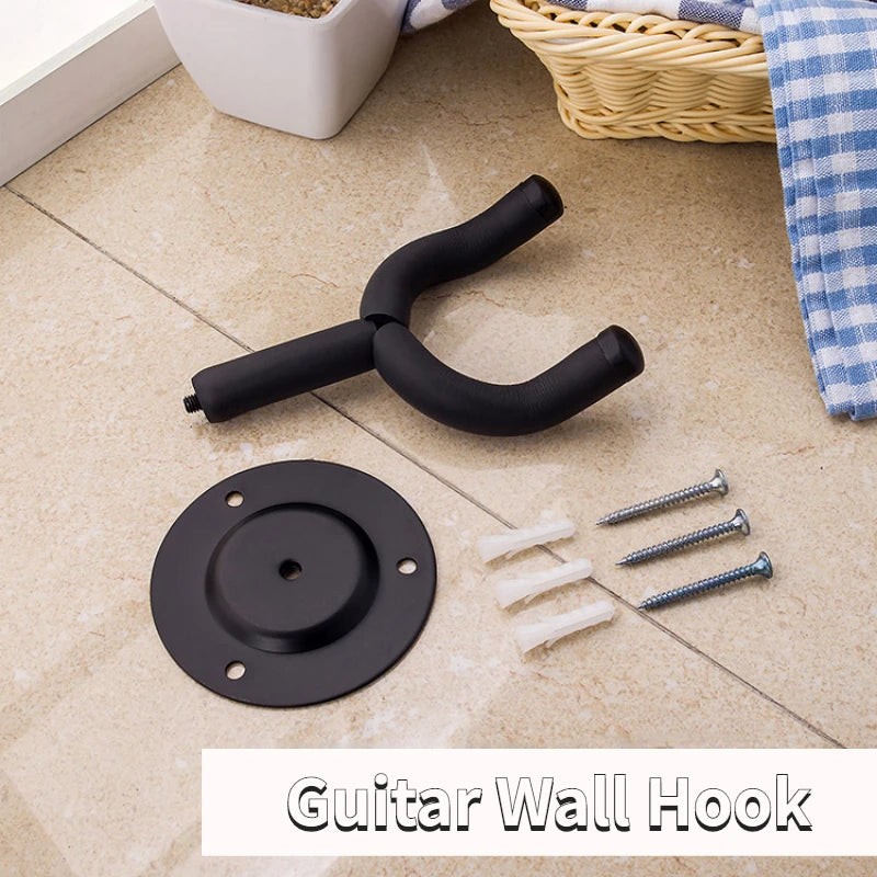 Round Black Metal Guitar Hanger, Guitar Wall Mount, Wall Hook Bracket, Skateboard Hook, Suitable For All Sizes Of Guitars Bass M