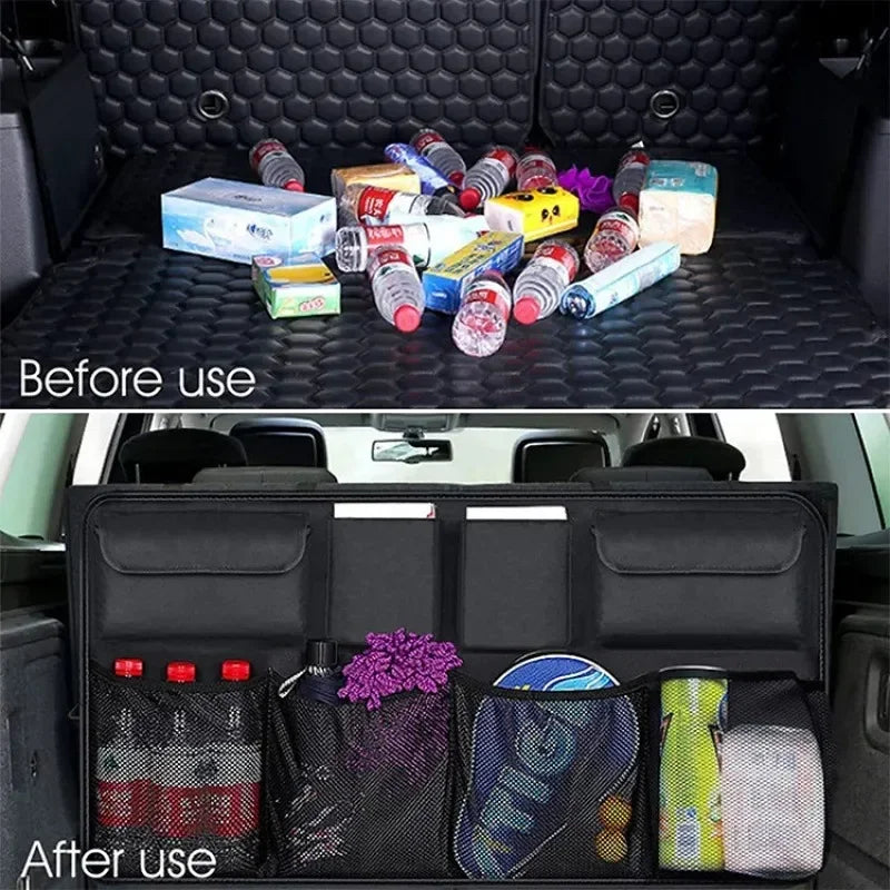 Car Rear Racks Storage Bag Net Adjustable Trunk Storage Bag Net High Capacity Hanging Organizers Automobile Interior Accessories