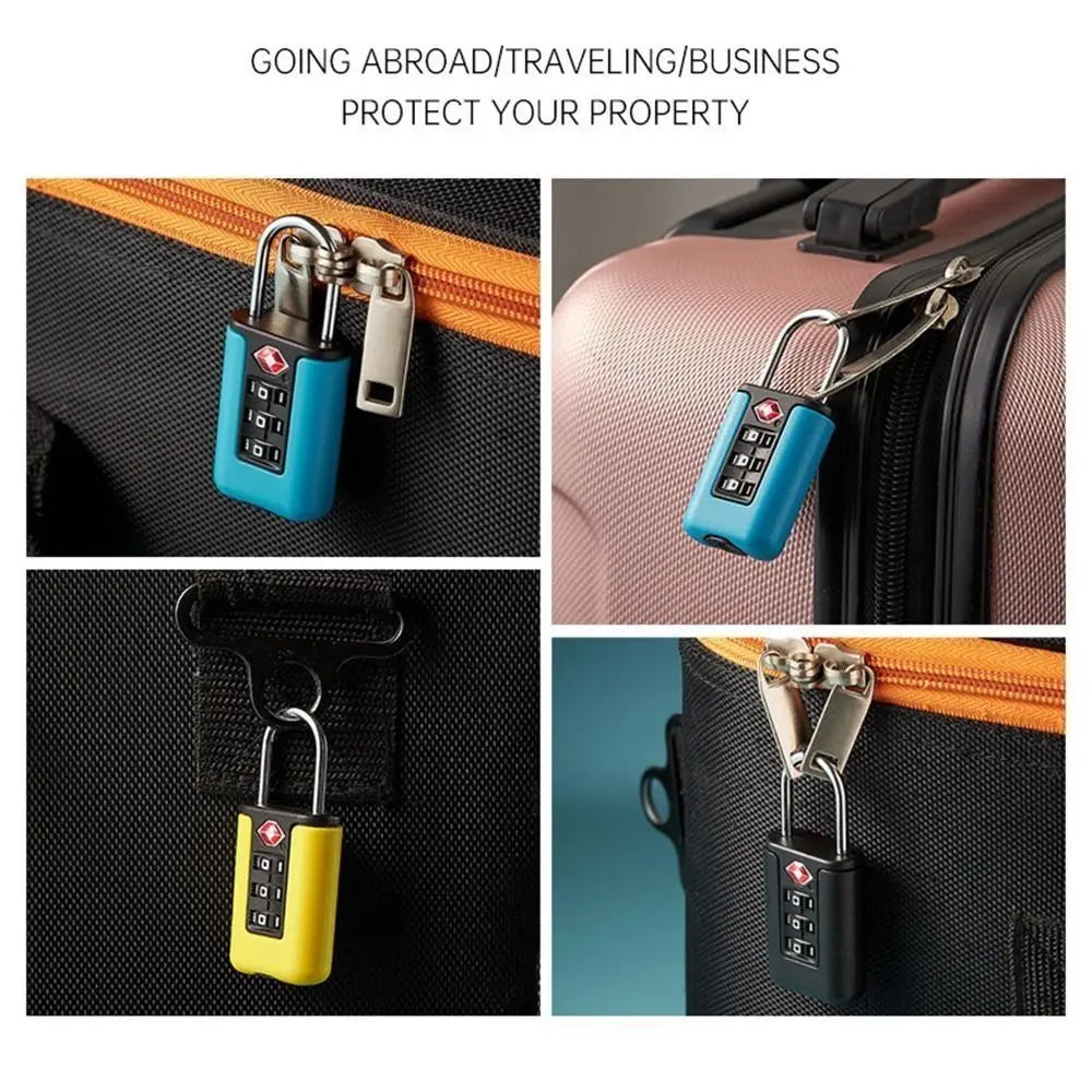 Durable TSA 3 Digit Combination Lock Anti-theft Security Tool Customs Password Lock Contrast Color Padlock Travel