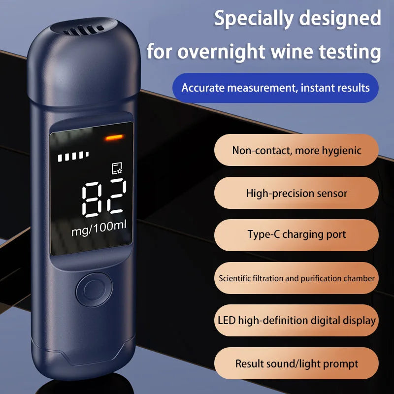 Portable Breathalyzer Digital Alcohol Tester High Accuracy Breath Alcohol Detector with LCD Display for Driving Safety Test