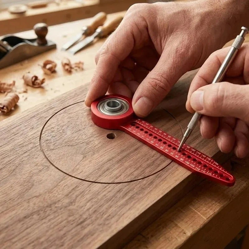 Adjustable Rotary Ruler Woodworking Drawing Circular Drawing Tool Hole Ruler for Carpenter Drafting DIY Marking Compass Tools