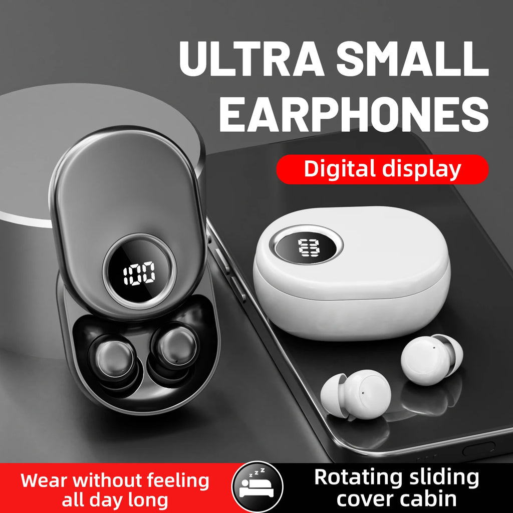 SK55 Bluetooth Wireless Earbuds Sleep Earphones, Bluetooth 6.0, Noise-Canceling Earphones.Improves Sleep Quality, Zero Pressure On The Ears When Sleeping On Your Side, Invisible Flat-head Earphones, Suitable For Travel And Si