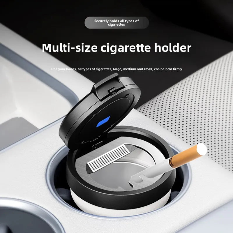 Car Ashtray Car Garbag Can with Led Light with Cover Creative Personality Covered Car Inside The Car Multi-function Car Supplie