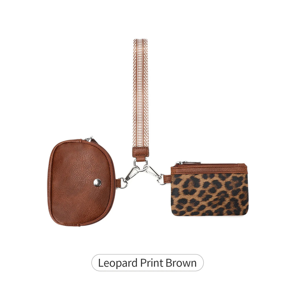 Pomelo Best Women Wristlet Wallet Leopard Cow Print PU Leather Coin Purse with Lanyard Key Card Holder