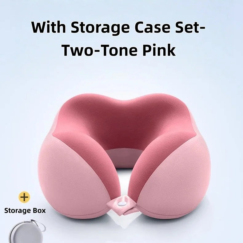 Memory Foam U-Shaped Neck Pillow with Storage Box Portable Travel Neck Support Pillow Airplane Car Office Sleep Cushion