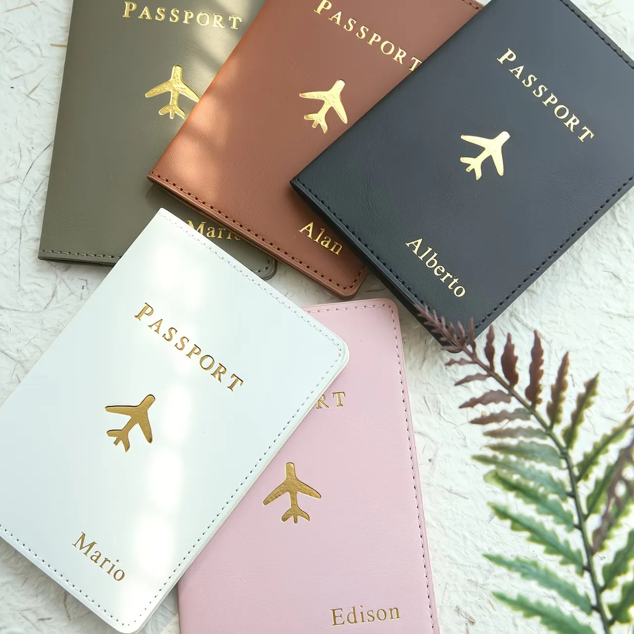 Custom Personalized Hot Stamping Passport Holder with a Custom Golden Monogram Name, Made of Faux Leather