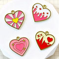 10pcs Pink Heartbeat Love DIY Jewelry Accessories Pendant Pendant Necklace Bracelet Hair Accessories Keychain Valentine's Day Al