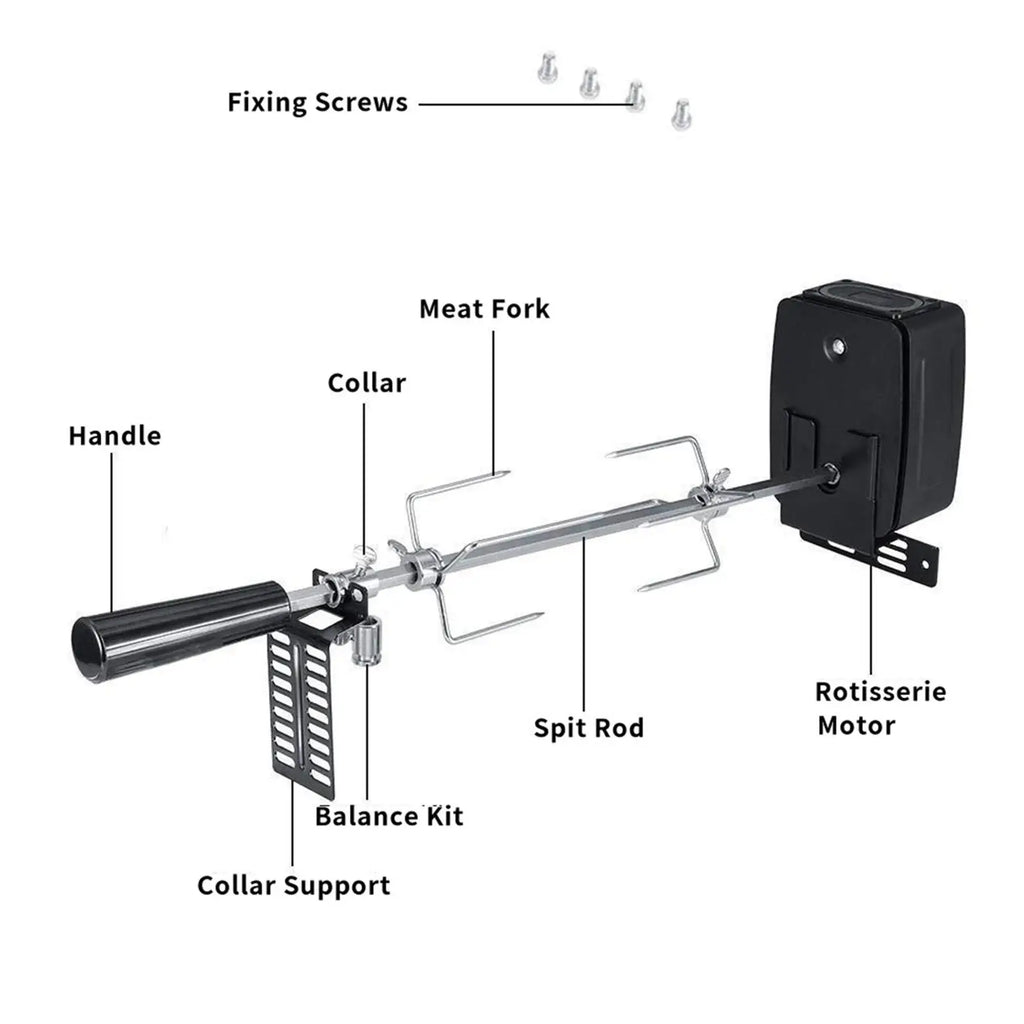 Electric Rotisserie Kit with Motor Battery Powered for Picnic BBQ Outdoor Supplies