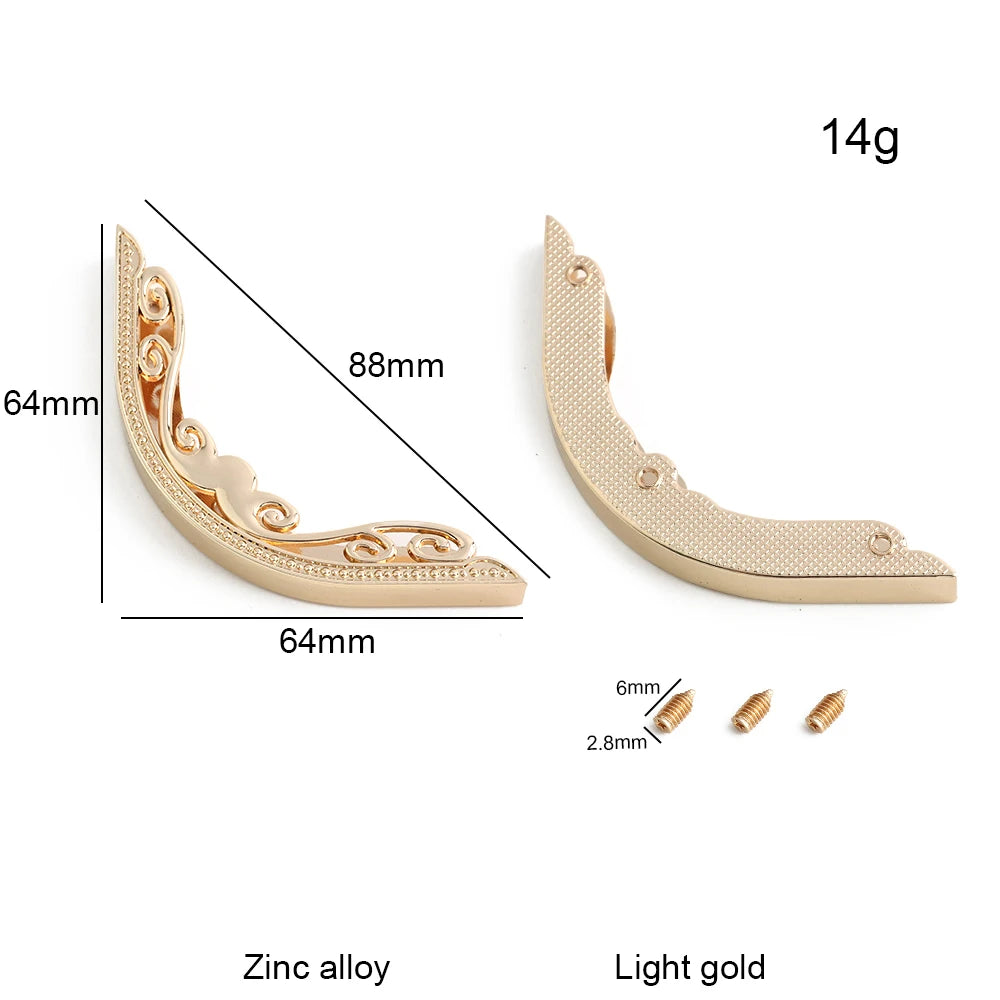 4/30/100PCS 64x64mm,48x48mm Edges Hollow Fixed Decorative Buckle For Handbag Metal Bag Corner Protectors With Screws Accessories