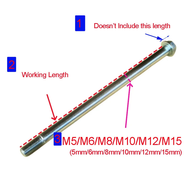 M10x200mm/210mm/220mm/230mm/240mm/250mm/260mm/280mm Wheel Axle Bolt 10mm Metal Stud Hardware for Motorcycle E-Bike Scooter ATV