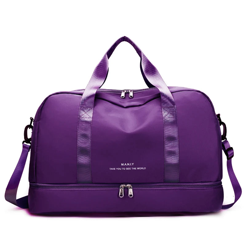 Expandable Travel Duffle Bag for Women, Sports Handbag, Fitness Bag, Large Capacity, One Shoulder Weekend Overnight Bag