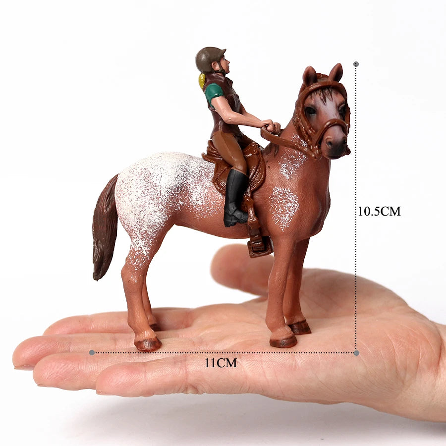 Realistic Equestrian Rider Horse with Saddle and Bridle Riding Playset Model Figures Decoration Educational Toys for Kids