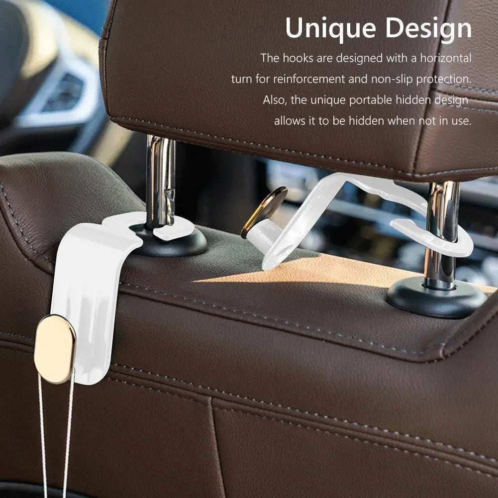 Waterproof Car Seat Back Hook Auto Interior Headrest Hanger Holder (White)