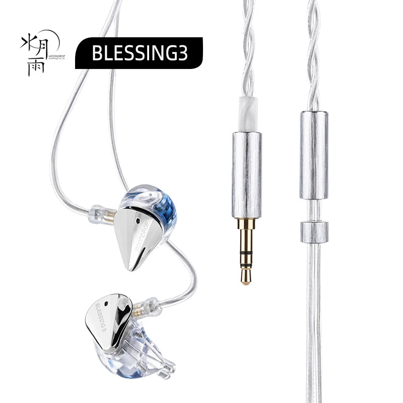 MoonDrop Blessing 3 2DD+4BA Earphones Hybrid In-ear Monitors 0.78-2pin Blessing3 Earbuds with Interchangeable Cable
