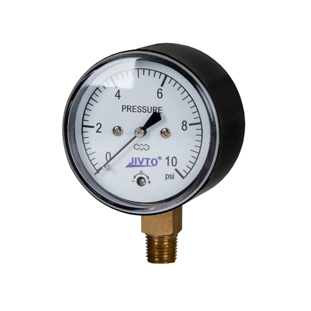 JIVTO Low Capsule Pressure Gauge 2-1/2  Dia, 1/4 NPT Lower Mount 3, 5,10 Psi 15, 20,30,60 IWC