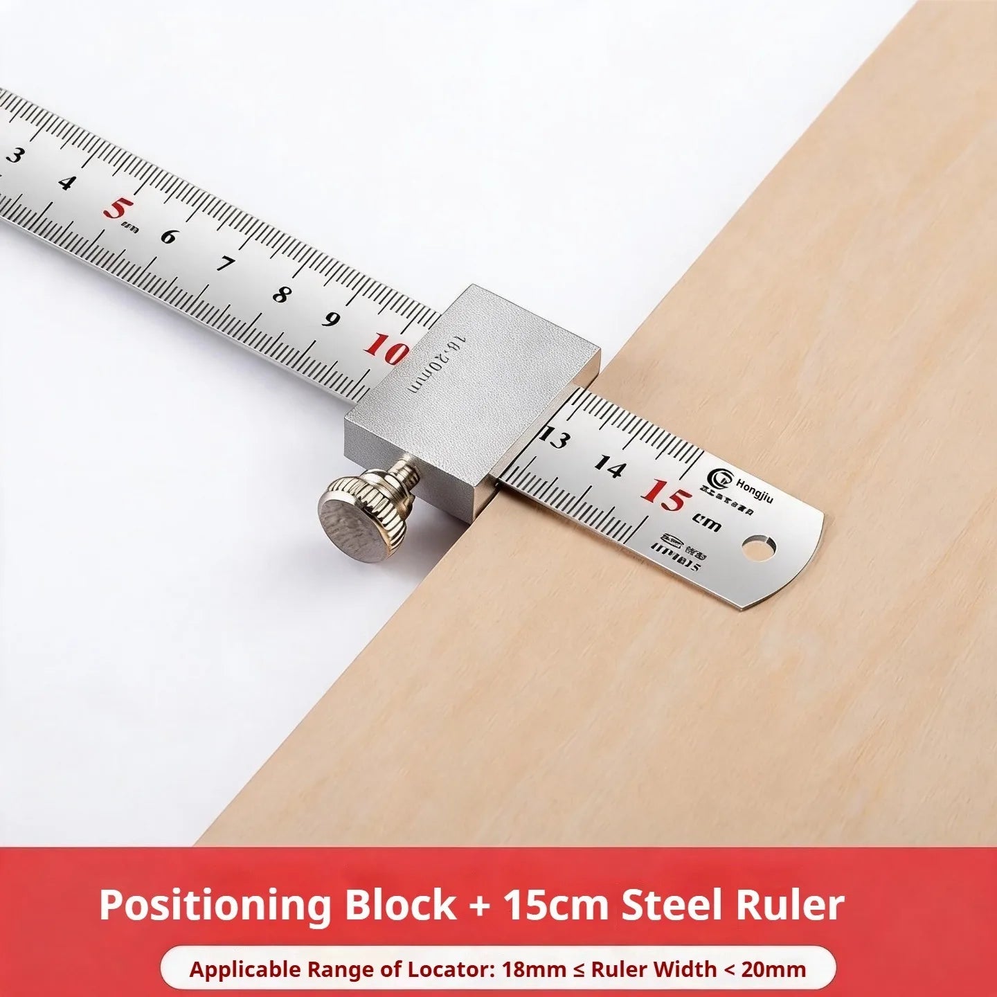 New Portable Carpentry Steel Ruler | Positioning Limit Block + Marking Gauge for Accurate Woodworking Tool Alignment