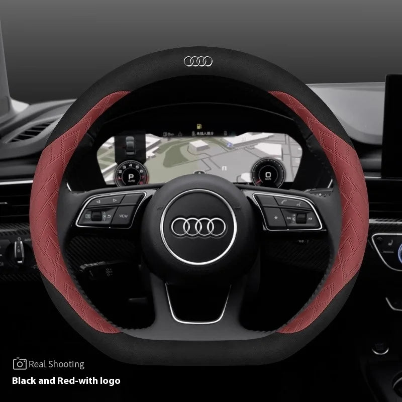 Car Steering Wheel Cover For Audi ABT A1 A2 A3 A4 A5 A6 A7 A8 Q2 Q3 Q4 Q5 Q7 Q8 TT RS3 RS4 RS5 RS6 RS7 S3 S4 S5 S6 S7 S8 S line
