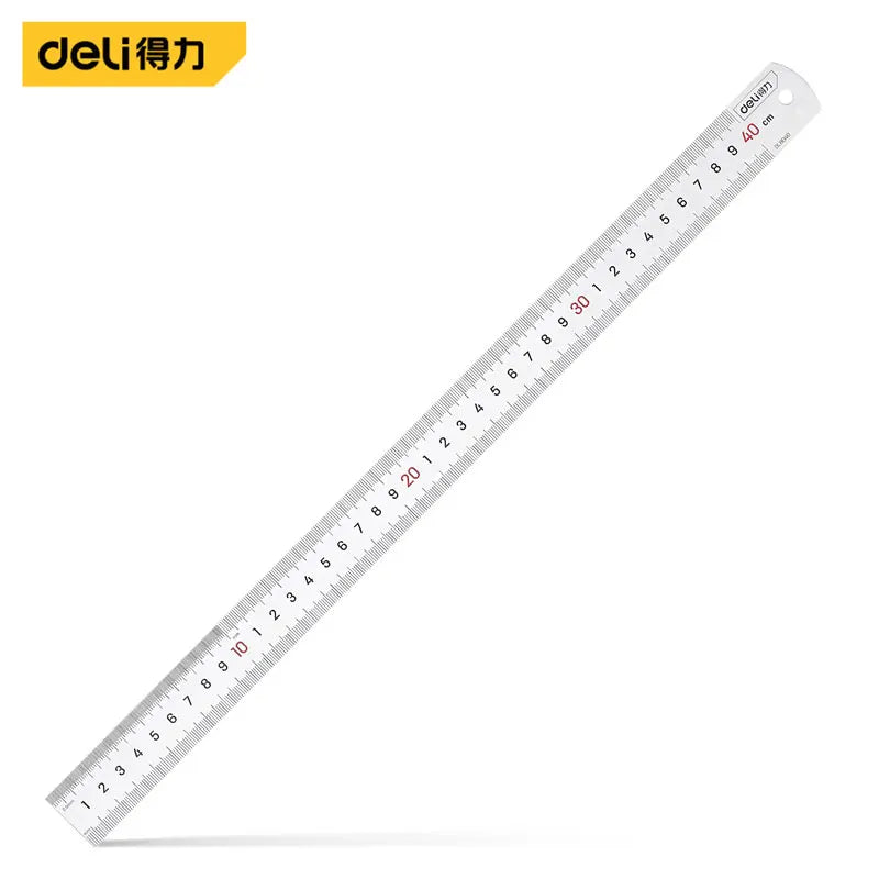 Deli 1 Pcs 15/20/30/50cm Multi-standard Measuring Ruler Stainless Steel Woodworking Portable Hand Percision Measuring Tools