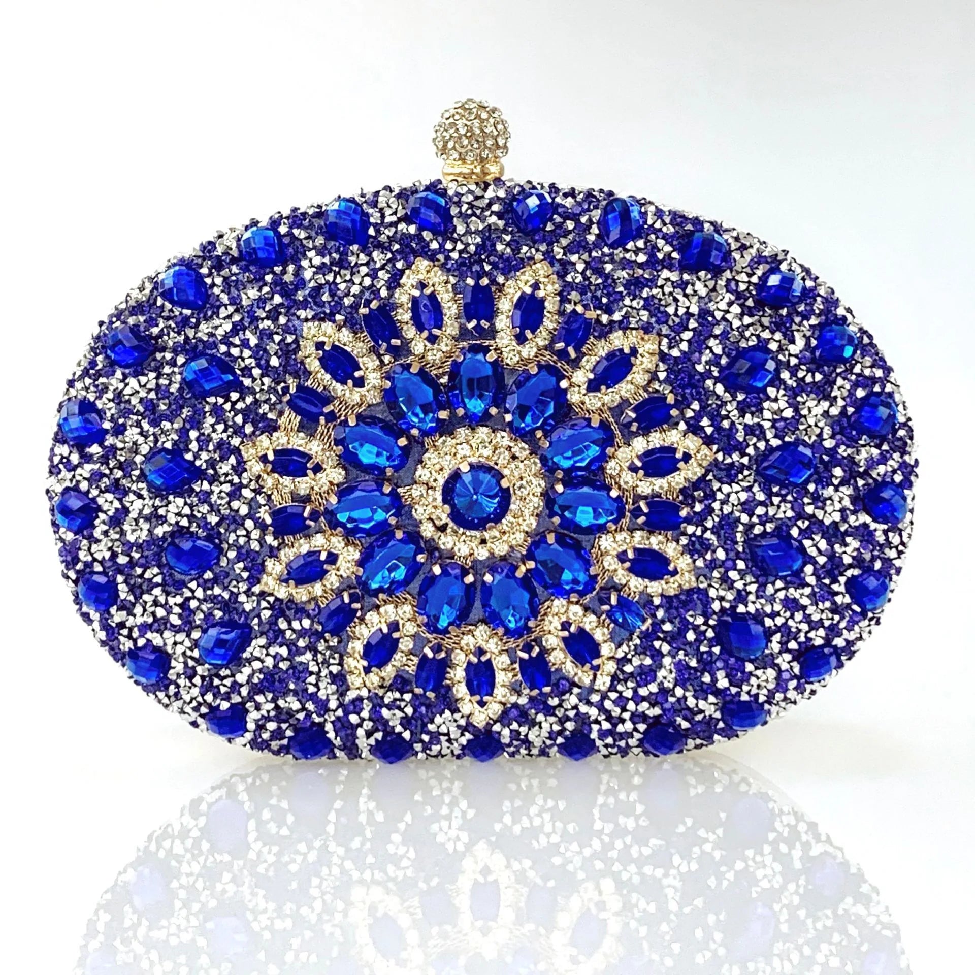 Flower Rhinestones Evening Bags Metal Prom Clutch Diamonds Clutch with Chain Shoulder Handbags Wedding Female Dress Purse Gift