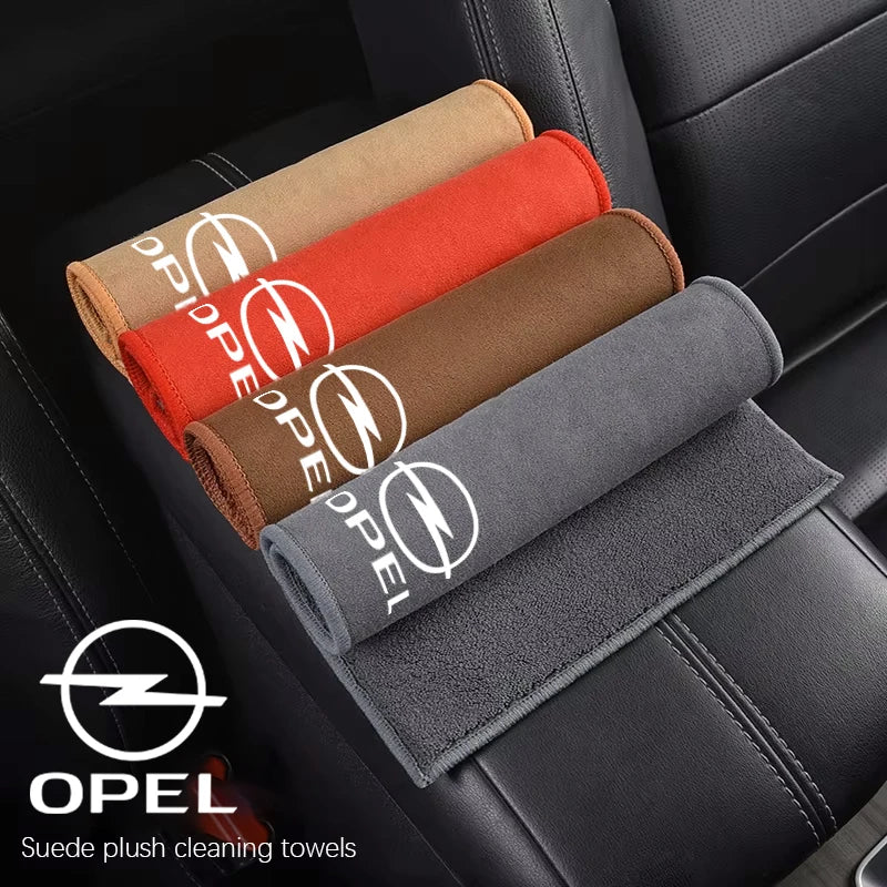 Suede Fleece Microfiber Towel Car Logo Cleaning Rag Cloth For Opel Corsa D Astra Insignia Vauxhall Vectra H G J Antara C Zafira