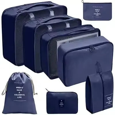 8Pcs Travel Packing Cubes Set Waterproof Luggage Organizer with Drawstring Storage Pouches for Clothes Shoes Underwear Cosmetics