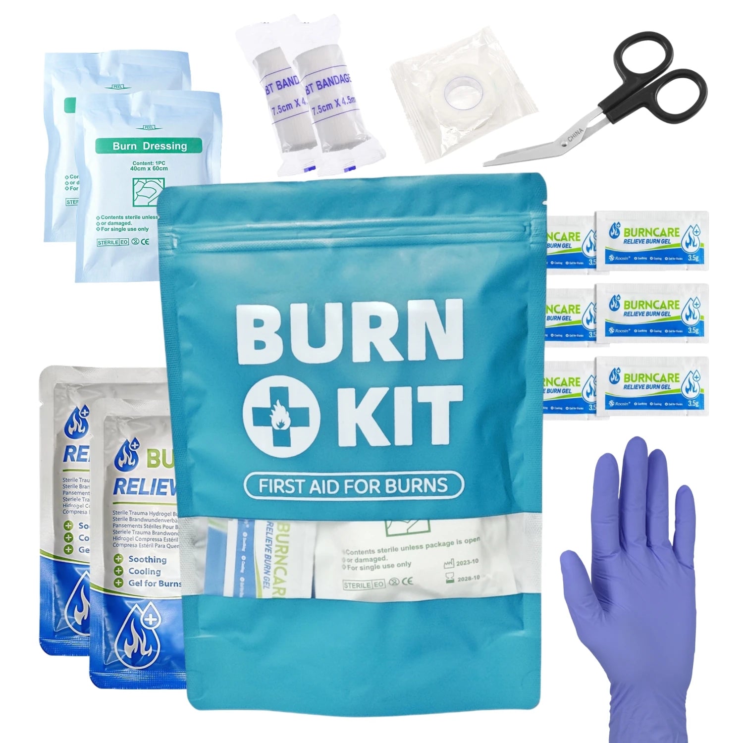 Professional Burn Care Kit with Advanced Dressings Cream & Gauze Portable Emergency Treatment for Home Travel Car Office
