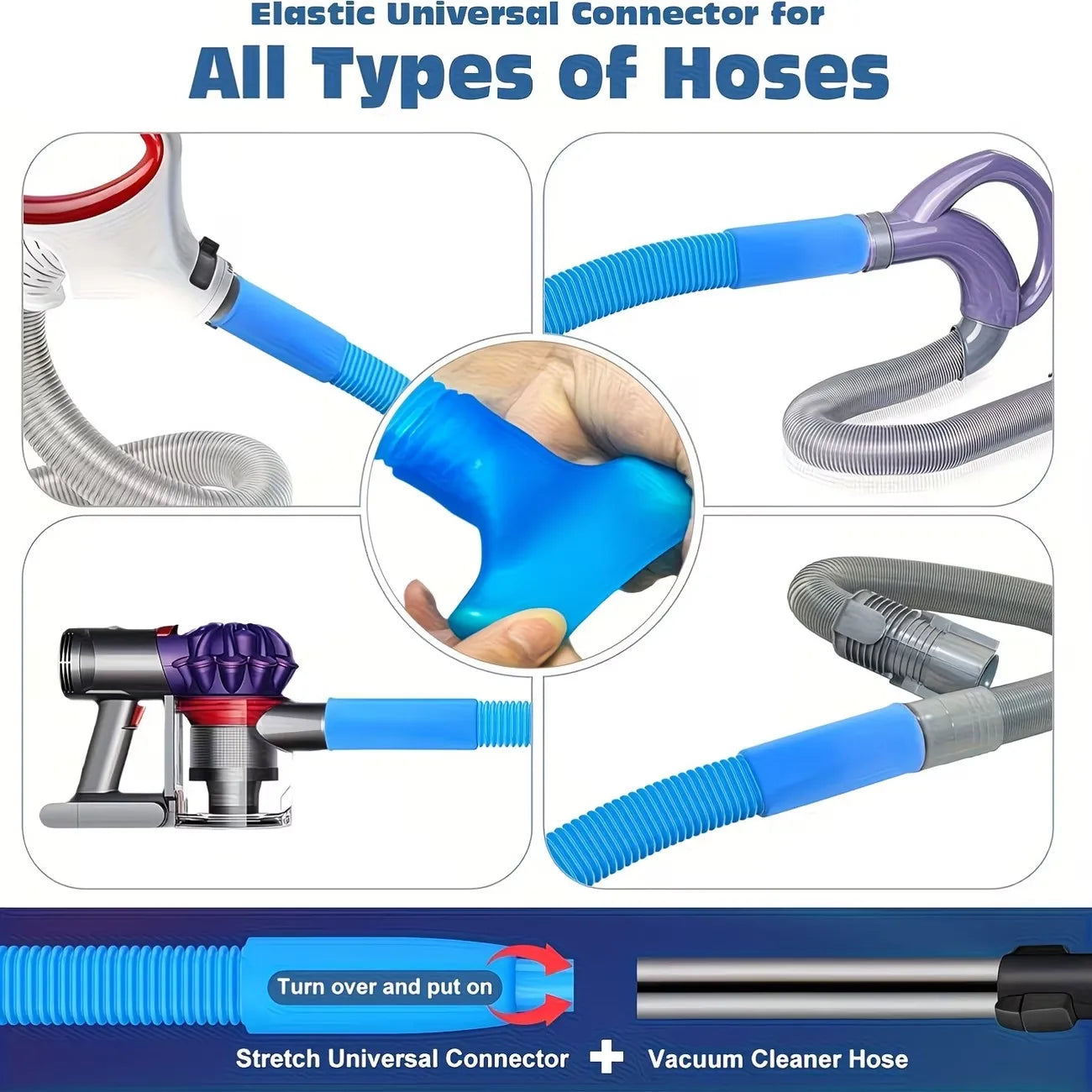 1Pc Dryer Vent Cleaner Hose - Flexible Yarn Removal Vacuum Hose Attachment with Elastic Connector, Suitable for Most Vacuum Cleaners, Suitable for Cleaning Laundry Vents, Dryer Yarn Cleaner |   Flexible Hose Design |   Plasti