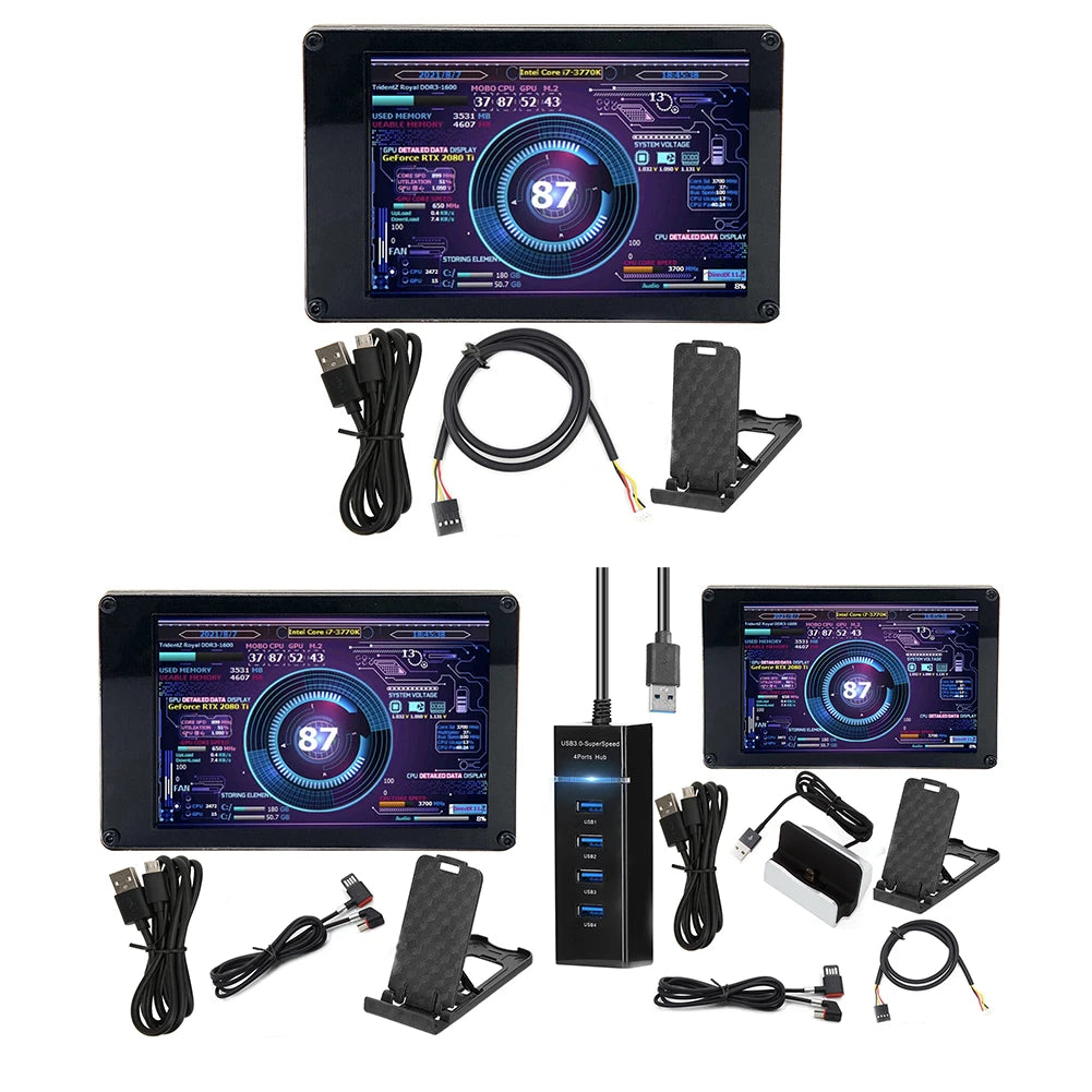 Dual USB Secondary Display 3.5 Inch IPS DIY Computer Temperature Monitoring CPU GPU RAM HDD Acrylic for Mini ITX Case AIDA64