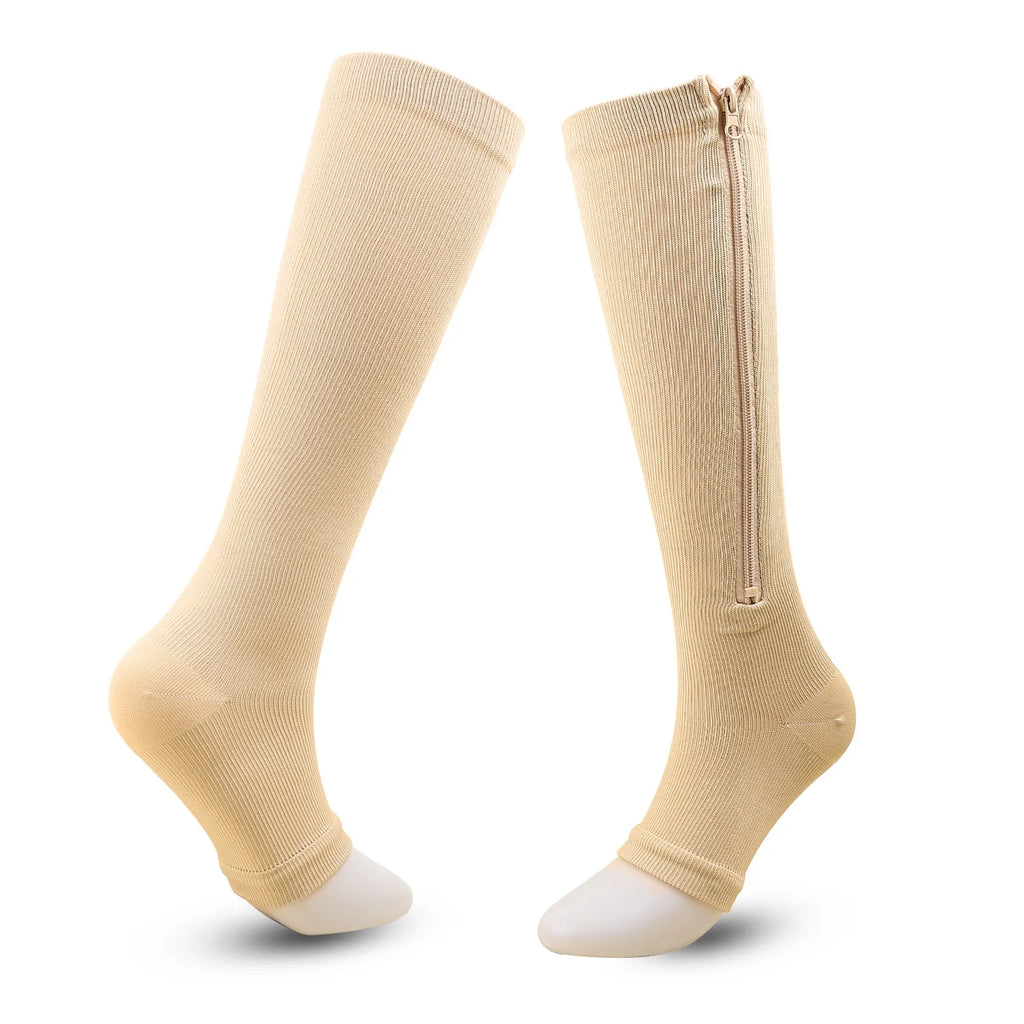 4 Compression Socks for Varicose Support with Zipper Outdoor Running Fitness Hiking Anti-fatigue Medical Diabetes Swelling Care