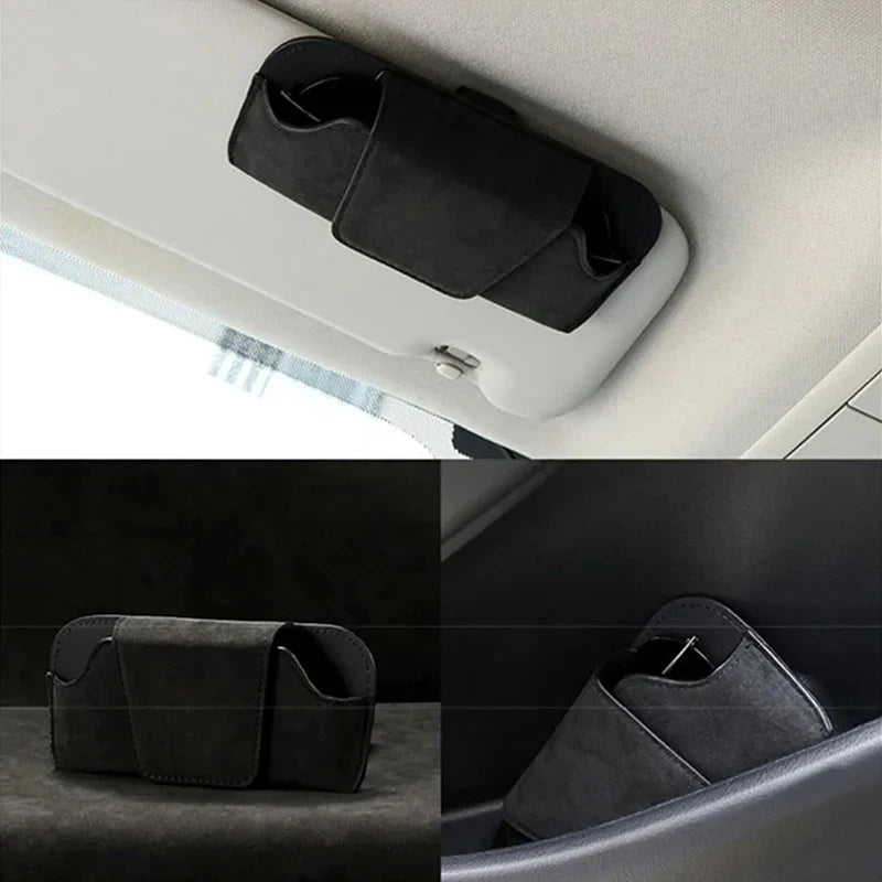 Universal Car Sun Visor Eyeglasses Holder Anti-Scratch Lining Glasses Organizer Accessory