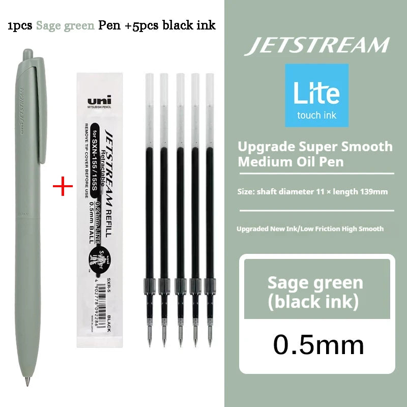Uni Permanent Ballpoint Pen Jet Stream Anti-slip Cloudy Recycled Eco Shell Friction Super Smooth Ink Oil Pens Portable Supplies