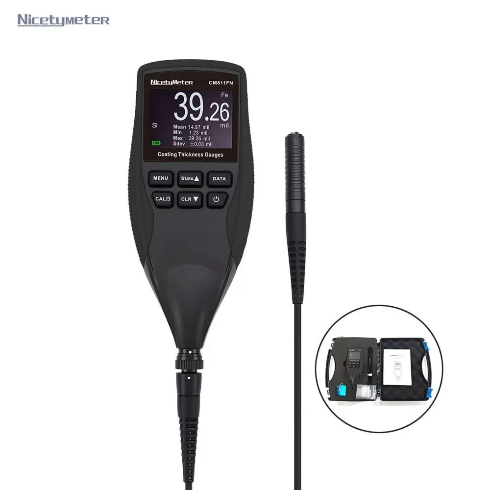 Brand Digital Car Paint Thickness Gauge 0.01mils TFT Fe/NFe Automotive Plating Insulating Thermal Insulation Coating Meter Probe