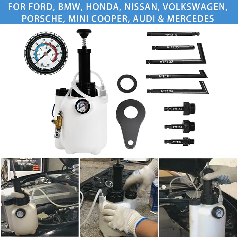 3L Transmission Fluid Pump Manual Oil Transfer Pump Fluid Transfer Pump Oil Filling Filler System ToolKit with 8PCS Adapters