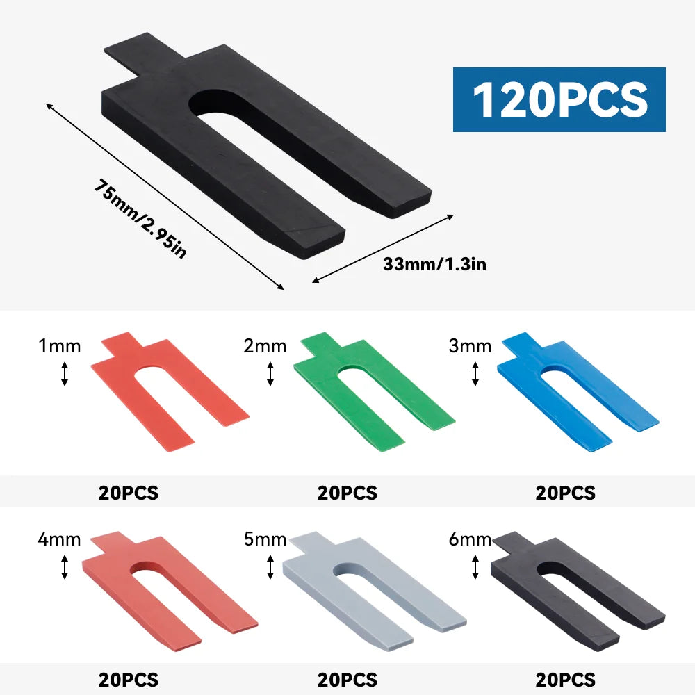 Reusable U-Shaped Tile Leveling Spacers, 1/2/3/4/5/6MM Plastic Tile Spacers for Tile Installers/Leveling System, Hand Tools