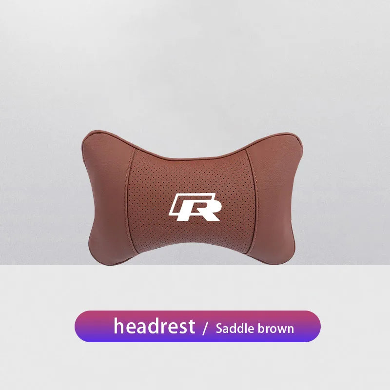 Keychain Leather Car Seat Headrest Memory Foam Comfort Neck Pillow Auto Interiors For Volkswagen VW T5 ID3 Tiguan GTI RLine Golf