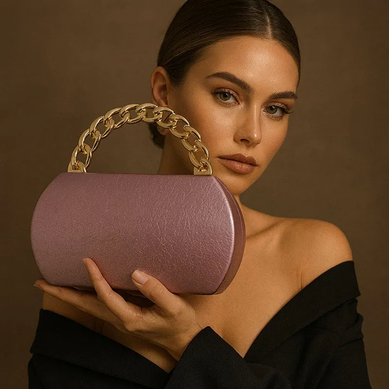 Luxury Gold Metal Buckle Box Clutch Fashion Women's Evening Bag Party Banquet CrossbodyBag Half Moon Wedding Purses Party Tote