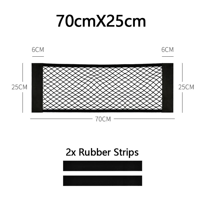 Car Trunk Net Car Double Storage Network Bag Auto Seat Back Fixed Mesh Pocket Universal Car Elastic Velcro Straps Net Organizer