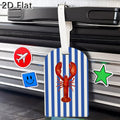 Lobster Pattern Luggage Tag with Blue and White Stripes Travel Suitcase Baggage Identifier Tag for Luggage Bag Additions