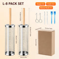 4/6/8 Pack Stainless Steel Rolling Grilling Basket Set Wooden Handle Outdoor Camping BBQ Vegetable Meat Grilling Accessories
