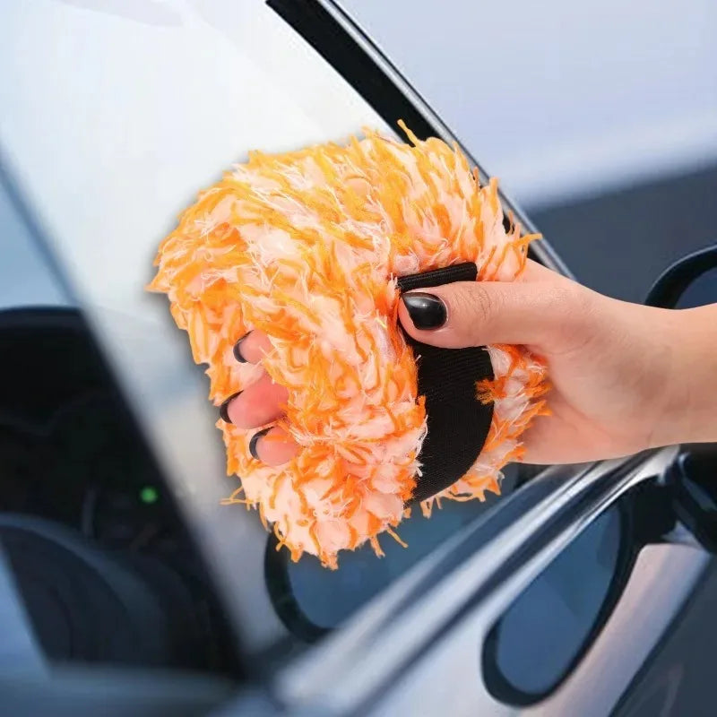 Microfiber Coral Plush Wheel Pull Tape Brush Wheel Tension Car Wash Towel Brush Car Wash Towel Brush Accessories Cleaning Tape