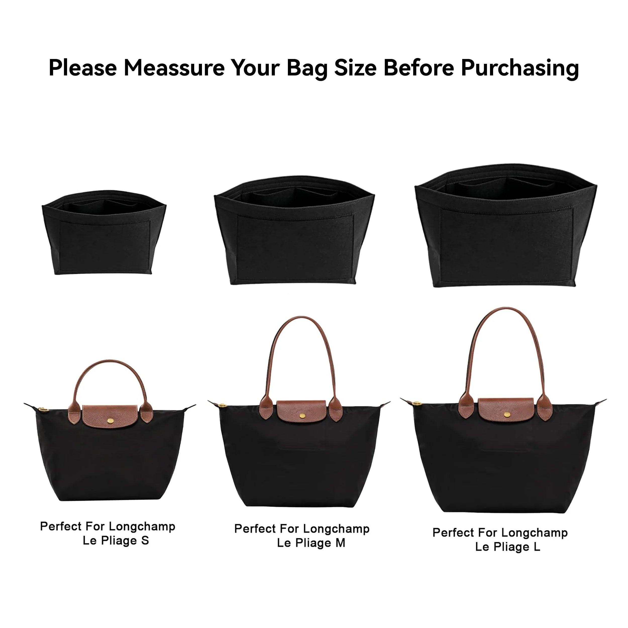 Felt Insert Bag Fits For Longchamp Handbag Liner Bag Felt Cloth Makeup Bag Support Travel Portable Insert Purse Organizer